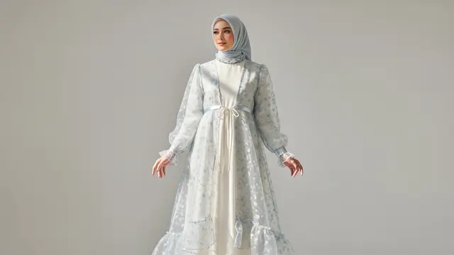 Gamis Layered dengan Sentuhan Regency Modern