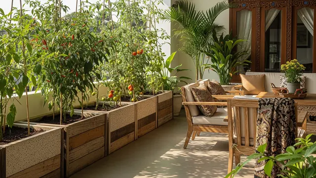 Desain Teras Cozy dengan Kebun Cabai dan Tomat Buat Dapur Langsung Petik (AI Generated)
