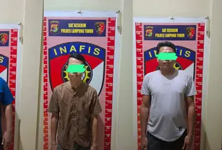 Tiga tersangka kasus ngecor solar di Lampung Timur. (Istimewa)