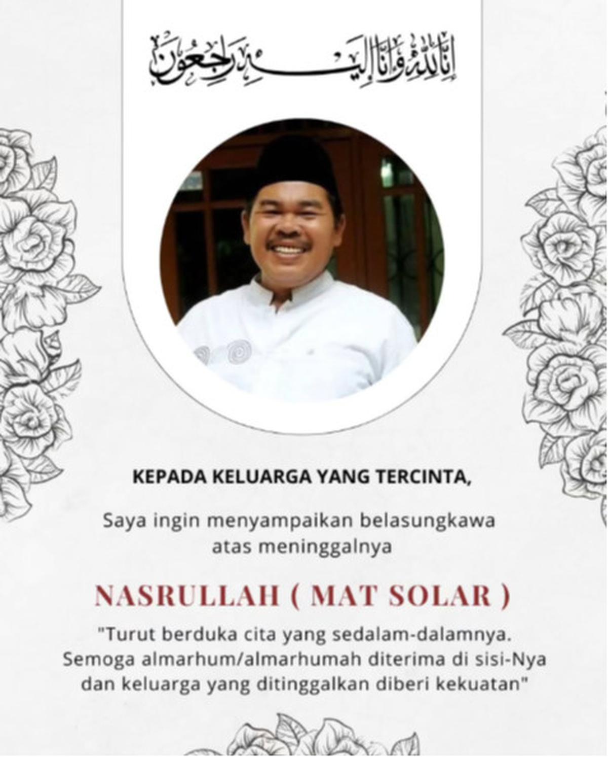 Mat Solar Meninggal Dunia