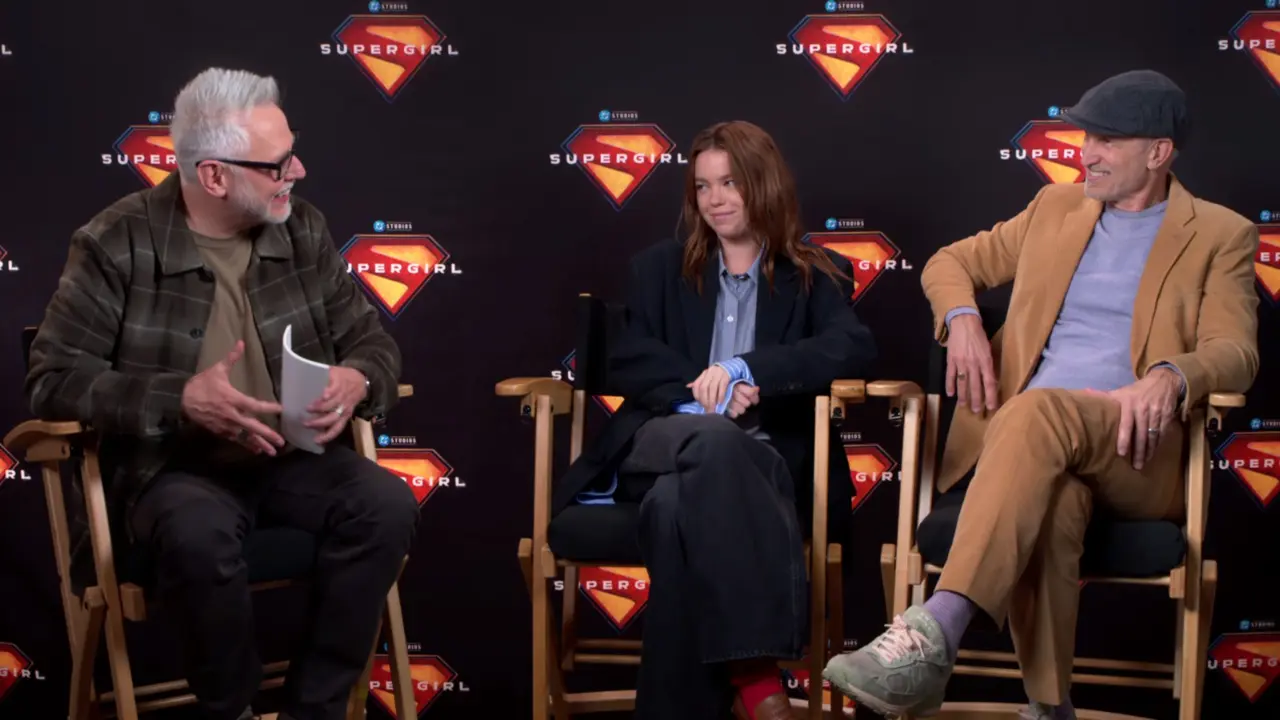 James Gunn, Milly Alcock, dan sutradara Craig Gillespie. (dok. Warner Bros Pictures)