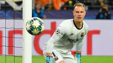 Marc-Andre ter Stegen. Kiper asal Jerman berusia 29 tahun ini kini memasuki musim ke-8 bersama Barcelona. Ia didatangkan dari Borussia Moenchengladbach pada awal musim 2014/2015. Total telah tampil dalam 278 laga di semua kompetisi. (Foto: AFP/John MacDougall)