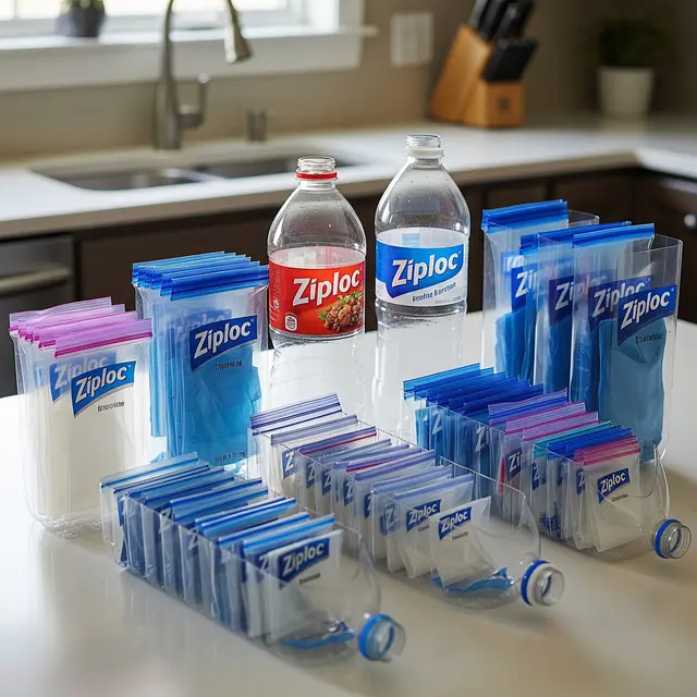 Ide Tempat Penyimpanan Plastik dan Kantong Belanja dari Botol Bekas (AI Generated)