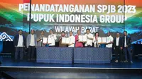 Sebanyak 1.013 distributor melakukan penandatanganan Surat Perjanjian Jual Beli (SPJB) pupuk subsidi dengan PT Pupuk Inodnesia untuk tahun anggaran 2023 di Bali, Rabu dan Kamis tanggal 14-15 Desember 2022. (Dok Pupuk Indonesia)