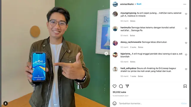 Unggahan terbaru putra Ridwan Kamil, Emmeril Khan Mumtadz alias Eril. (Foto: Dok. Instagram @emmerilkahn)