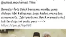 Yulia Mochamad foto bersama Opick, dalam unggahan lain, Yulia juga mengklarifikasi bukan potret pernikahan. Melainkan acara yang dibuat dengan bintang tamu Opick. (Instagram/yuliast_mochamad)