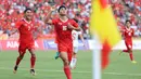 <p>Pemain Timnas Indonesia U-22, Muhammad Ferarri melakukan selebrasi bersama setelah mencetak gol kedua timnya ke gawang Timnas Vietnam U-22 pada laga semifinal sepak bola SEA Games 2023 di Olympic Stadium, Phnom Penh, Kamboja, Sabtu (13/05/2023). (Bola.com/Abdul Aziz)</p>