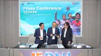Direktur Utama BNI Royke Tumilaar saat konferensi pers membahas kinerja perusahaan. Dok BNI