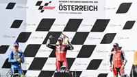 Pembalap Ducati, Andrea Dovizioso, berhasil memenangi balapan MotoGP Austria yang berlangsung di Sirkuit Red Bull Ring, Minggu (16/8/2020). (AFP/Joe Klamar)