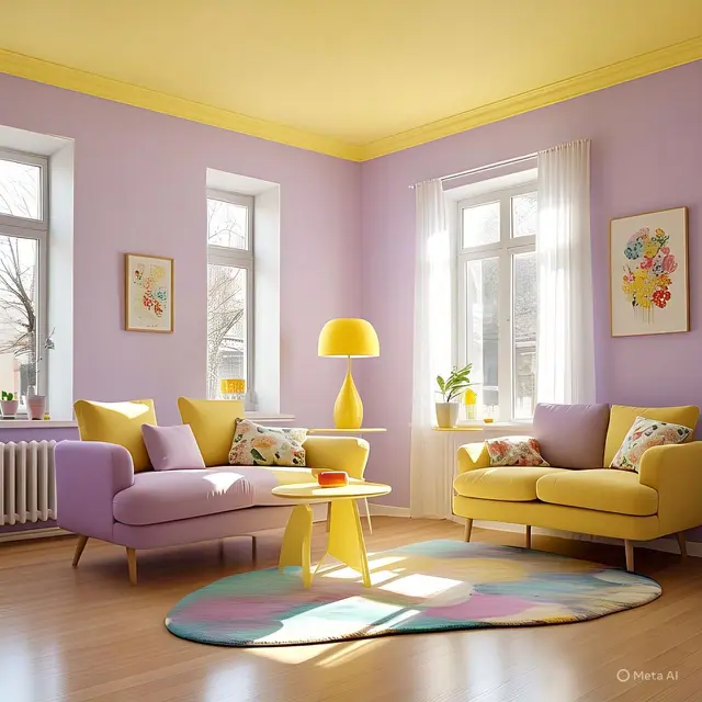 Lilac Lembut dan Kuning Cerah: Kontras yang Menarik