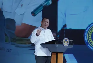 Wakil Menteri (Wamen) Imigrasi dan Pemasyarakatan (Imipas), Silmy Karim dalam sambutannya pada Pembukaan Rapat Koordinasi, Evaluasi, dan Pengendalian Capaian Kinerja Tahun 2025, Senin (15/12/2025).
