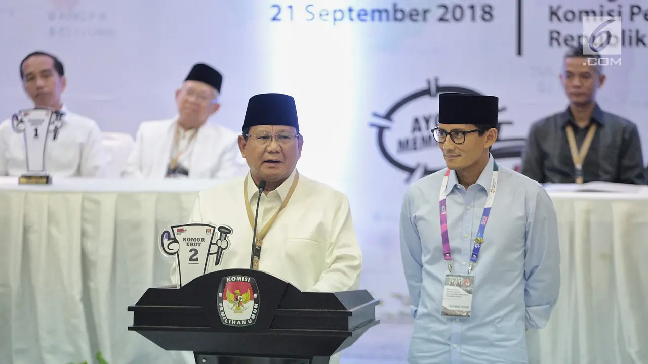 Gaya Pidato Jokowi-Ma'ruf dan Prabowo-Sandi Usai Dapat Nomor Urut