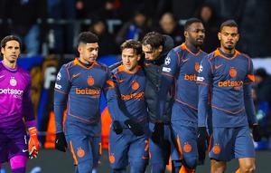 Tuan rumah unggul lewat gol Sondre Brunstad Fet menit ke-20, lalu bangkit di babak kedua melalui Jens Petter Hauge menit ke-61 dan Kasper Hogh menit ke-64. Inter sempat menyamakan skor lewat gol Francesco Pio Esposito pada menit ke-30. (Thomas Andersen / NTB / AFP)