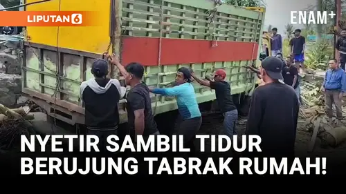 VIDEO: Nyetir Sambil Tidur, Truk Tabrak Rumah Warga