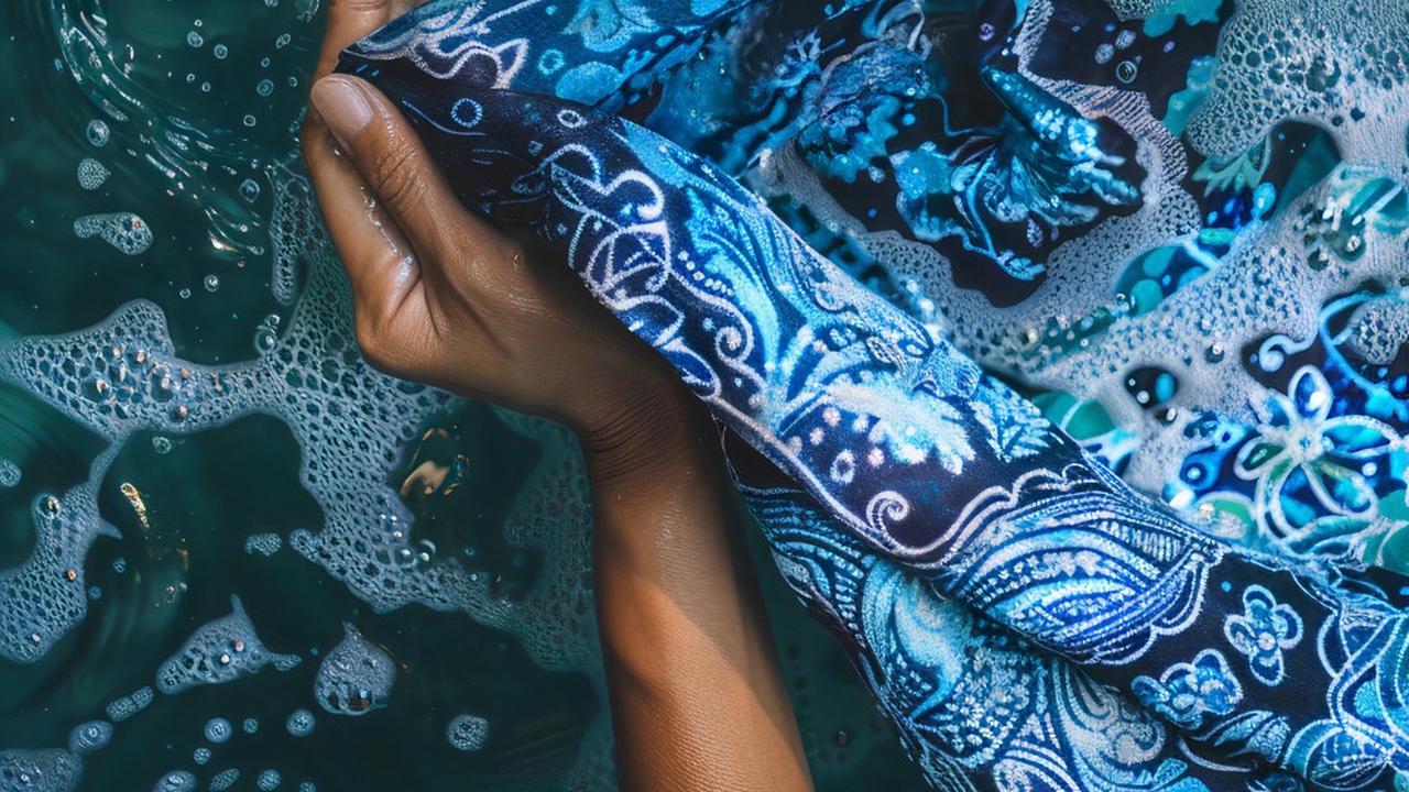 Ilustrasi mencuci baju batik