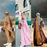 Merayakan hari pertama di tahun 2024 dengan ibadah umrah, BCL terlihat memesona dengan gamis dan hijab syar&rsquo;i warna hitamnya. [@itsmebcl]