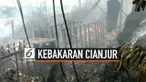 Pabrik pengolahan ijuk di Desa Nagrak, Kecamatan Cianjur, Kabupaten Cianjur, Jawa Barat terbakar, Kamis (22/8/2019).