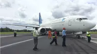 Pesawat Garuda yang tergelicir di Bandara Adisutjipto. (Liputan6.com/Fajar Abrori)
