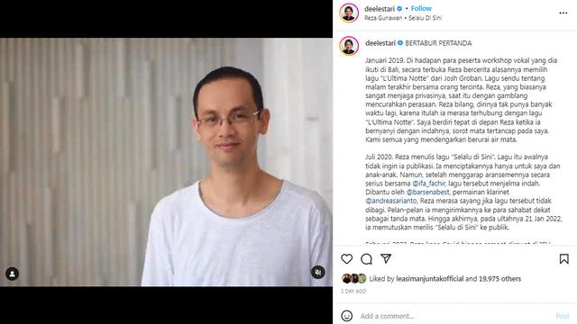 Dewi Lestari Pertana Meninggalnya Reza Gunawan