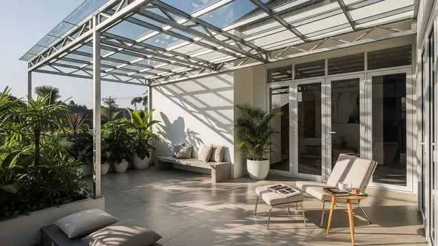 Model Kanopi Teras Industrial Minimalis untuk Rumah Kekinian