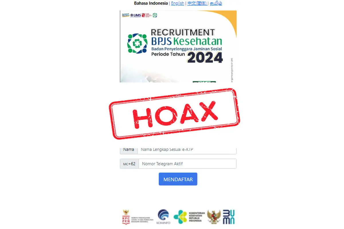 Tangkapan layar hoaks BPJS Kesehatan