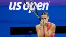 Aryna Sabalenka yang saat ini menyandang status petenis tunggal putri ranking dua dunia berhasil memastikan tiket ke babak final US Open 2023. (AP Photo/John Minchillo)