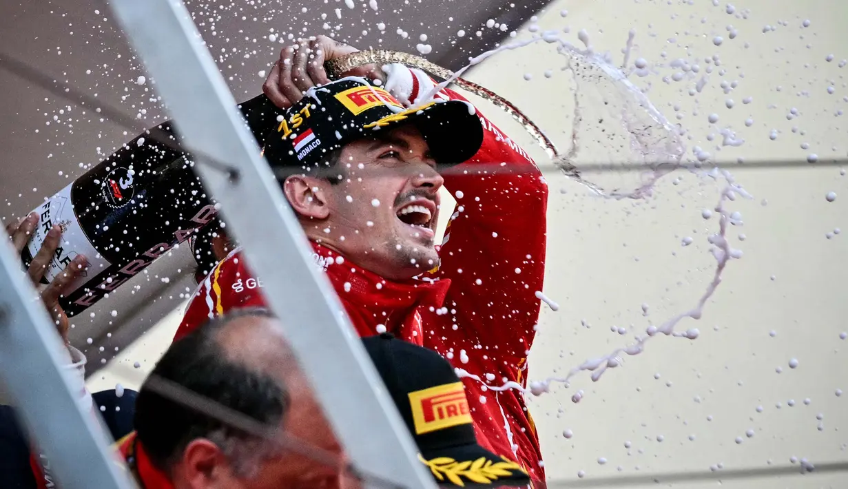 Leclerc selisih 31 poin dari Max Verstappen yang berada di puncak klasemen sementara F1 musim 2024. (ANDREJ ISAKOVIC/AFP)