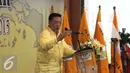 Ketum Golkar Munas Ancol Agung Laksono memberikan pidato saat silaturahmi nasional Golkar di Kantor DPP Golkar, Jakarta, Minggu (1/11). Silahturahmi di gelar untuk membahas persiapan Partai Golkar dalam menghadapi pilkada 2015. (Liputna6.com/Angga Yuniar)
