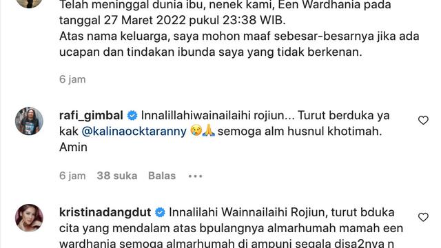 Unggahan Kalina Oktarani. (Foto: Dok. Instagram @kalinaocktaranny)