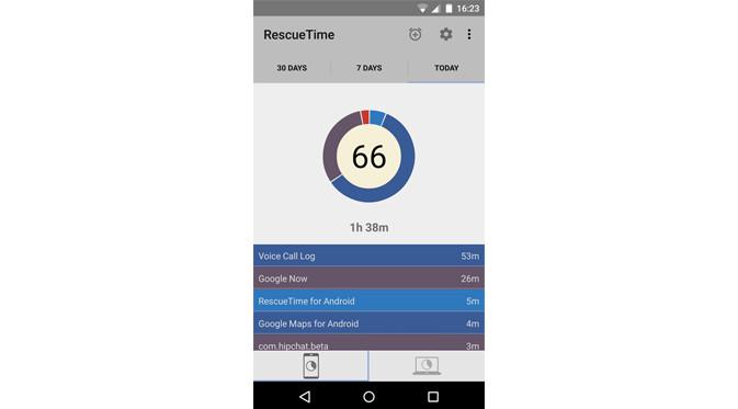 Aplikasi RescueTime.