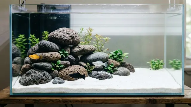 Aquascape Batu dan Pasir Putih