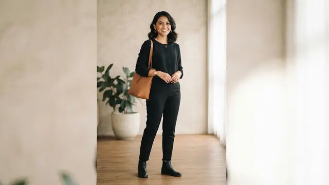 Cara tampil elegan tanpa pakaian mahal dan ini pilihan yang cocok untuk masing-masing zodiak yakni Scorpio blus hitam dan celana hitam