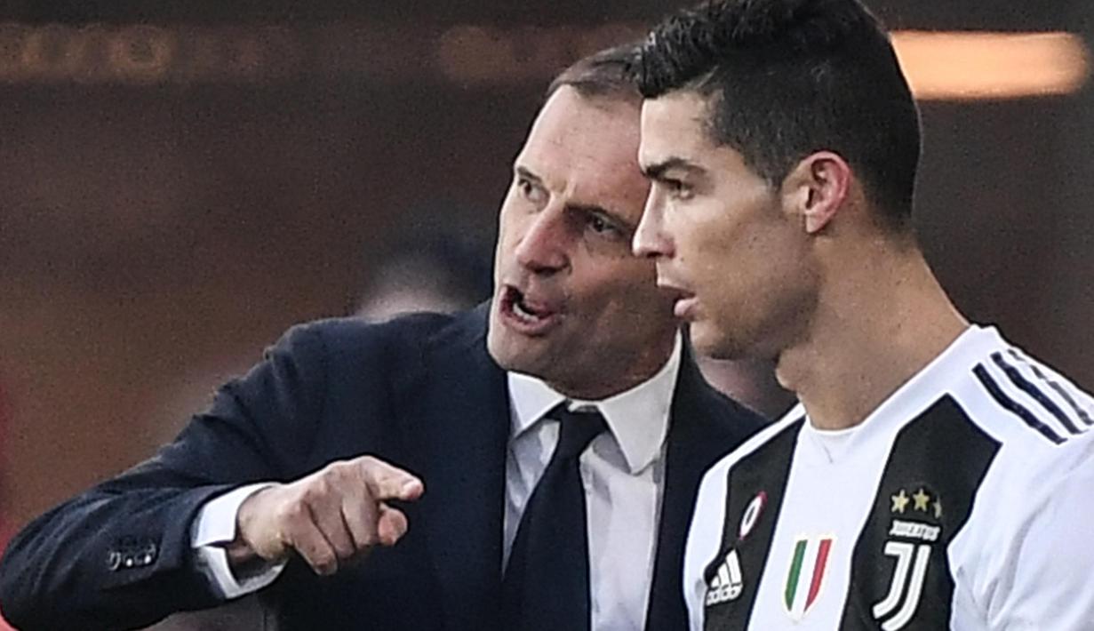 Cristiano Ronaldo bertemu dengan Massimiliano Allegri di Juventus. Ronaldo hijrah ke Italia pada 2018 setelah bermain sembilan musim di Spanyol. Ronaldo dimainkan Allegri dalam 43 pertandingan di semua kompetisi. (AFP/Marco Bertorello)
