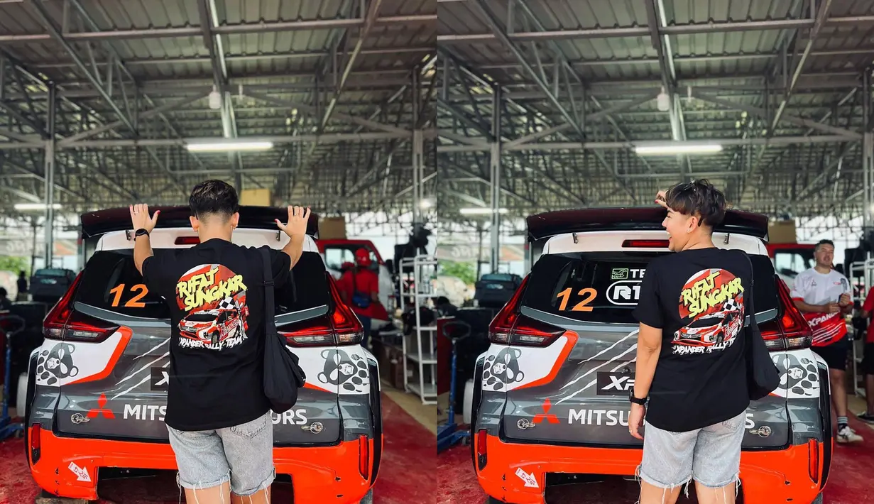 Sebagai sebuah pasangan yang kompak, Sissy Prescillia pun kerap mendoakan mobil yang ditunggangi oleh suaminya sebelum turun ke lintasan balap. Seperti dalam momen ini, Sissy Prescillia terlebih dulu mendoakan mobil sang suami agar selamat dan dan meraih kemenangan. (Liputan6.com/IG/@sysiio)