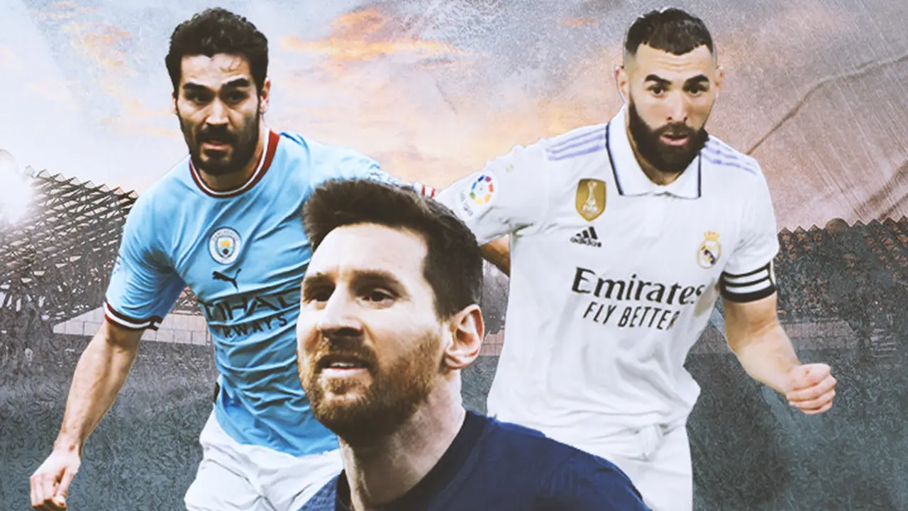 Ilustrasi - Lionel Messi, Kylian Mbappe, Ilkay Gundogan