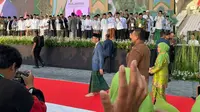Presiden Joko Widodo atau Jokowi menghadiri acara peringatan hari lahir (harlah) ke-78 Muslimat Nahdlatul Ulama (NU) di Stadion Gelora Bung Karno (GBK), Jakarta Pusat pada Sabtu, (20/1/2024) (Liputan6.com/Ady Anugrahadi)