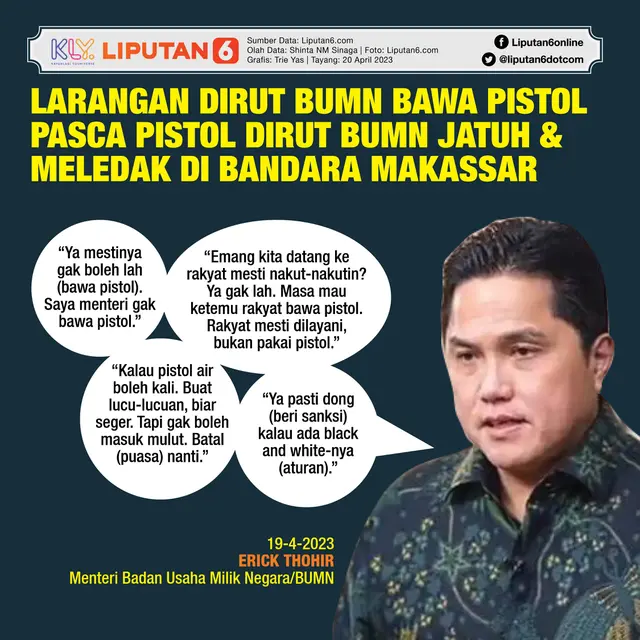 Infografis Larangan Dirut BUMN Bawa Pistol Pasca Pistol Dirut BUMN Jatuh & Meledak di Bandara Makassar