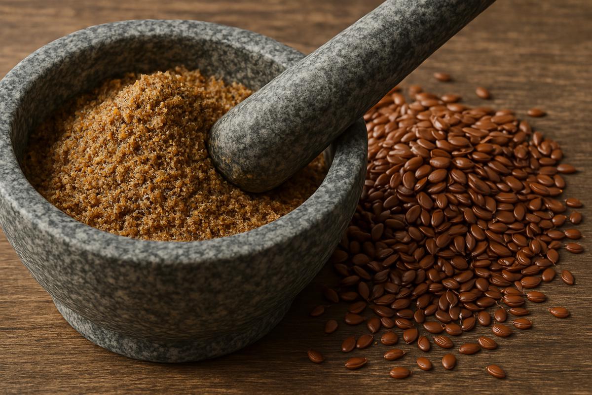 Ilustrasi Flax Seeds yang Ditumbuk