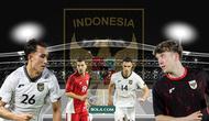 Lini tengah dan depan Timnas Indonesia: Thom Haye, Joey Pelupessy, Ole Romeny, Miliano Jonathans. (Bola.com/Wiwig Prayugi)