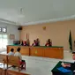 Sidang kasus pembunuhan ME, calon pendeta cantik di Kabupaten Ogan Komering Ilir (OKI) Sumsel (Liputan6.com / Nefri Inge)