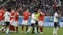 Bintang Mesir, Mohamed Salah melakukan tendangan penalti sat melawan Rusia pada laga grup A Piala Dunia 2018 di St. Petersburg stadium, St. Petersburg, Rusia, (19/6/2018). Mesir kalah 1-3 dari Rusia. (AP/Gregorio Borgia)