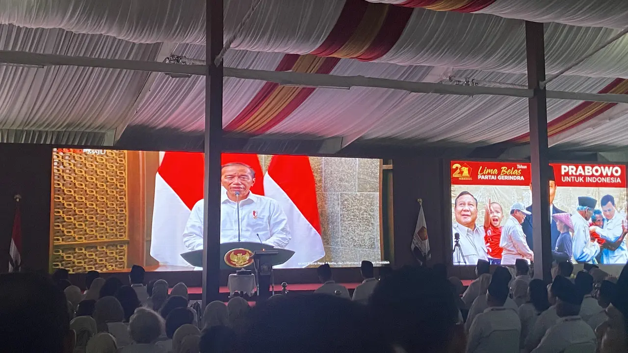 Presiden Jokowi menyampaikan selamat ulang tahun kepada Partai Gerindra.