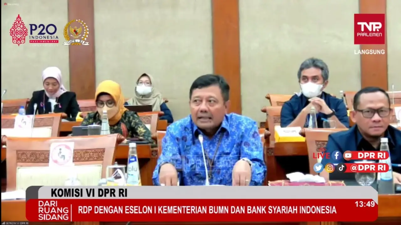 Sekretaris Kementerian BUMN Susyanto  dalam Rapat Kerja Komisi VI DPR RI dengan Kementerian BUMN, Selasa (20/9/2022).