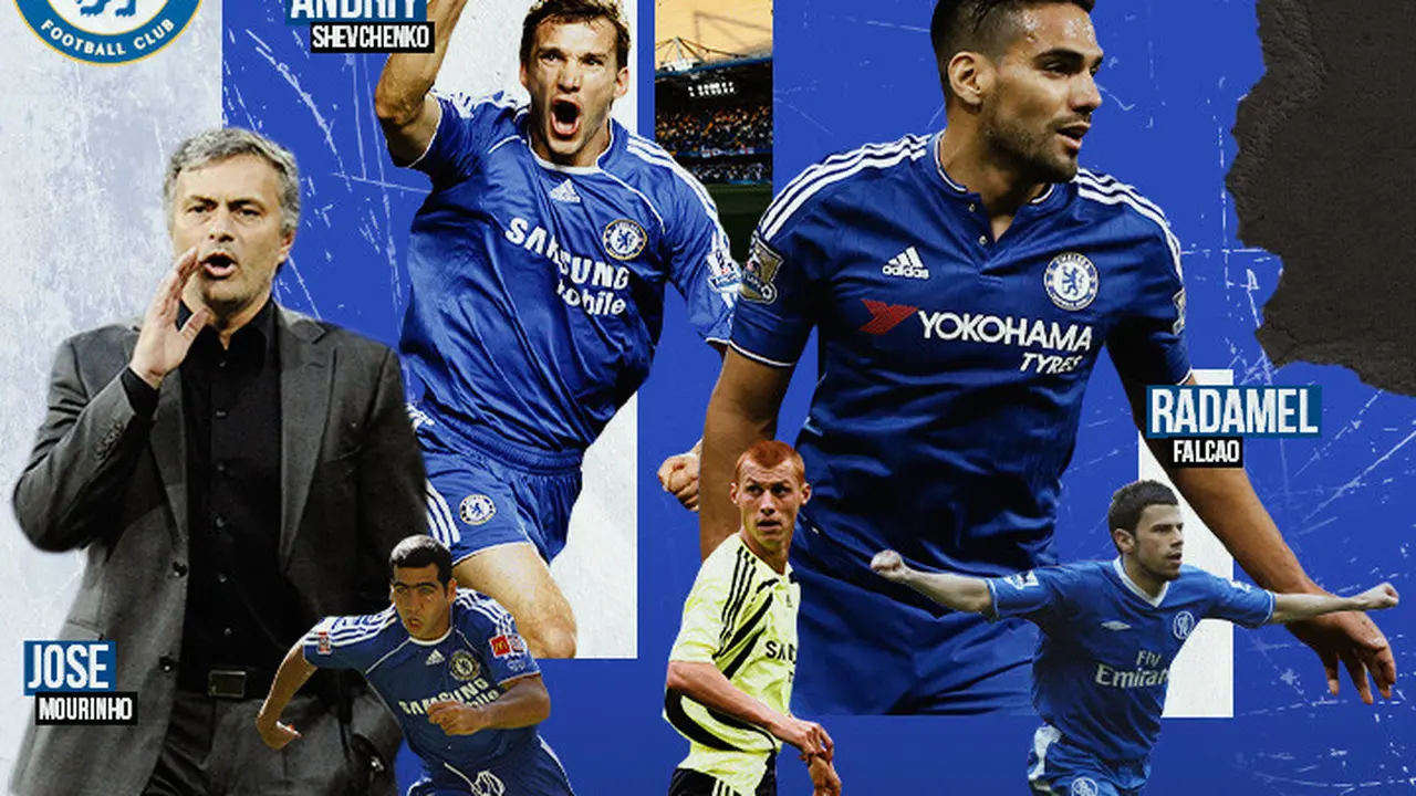 Chelsea - Jose Mourinho dan Pemain Chelsea: Mateja Kezman, Tal Ben Haim, Steve Sidwell, Radamel Falcao, Andriy Shevchenko