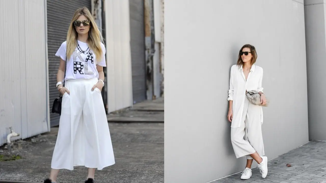 8 Potret Style Fashionable dengan Celana Kulot Putih