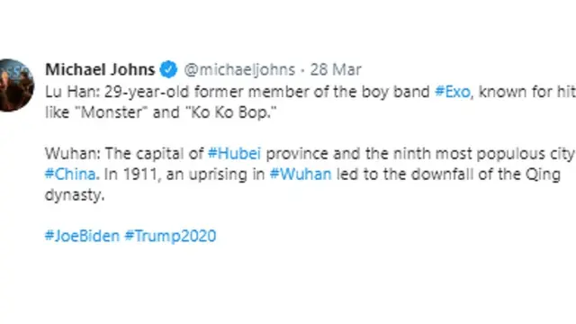 Klarifikasi soal Luhan dan Wuhan (Twitter/ michaeljohns)