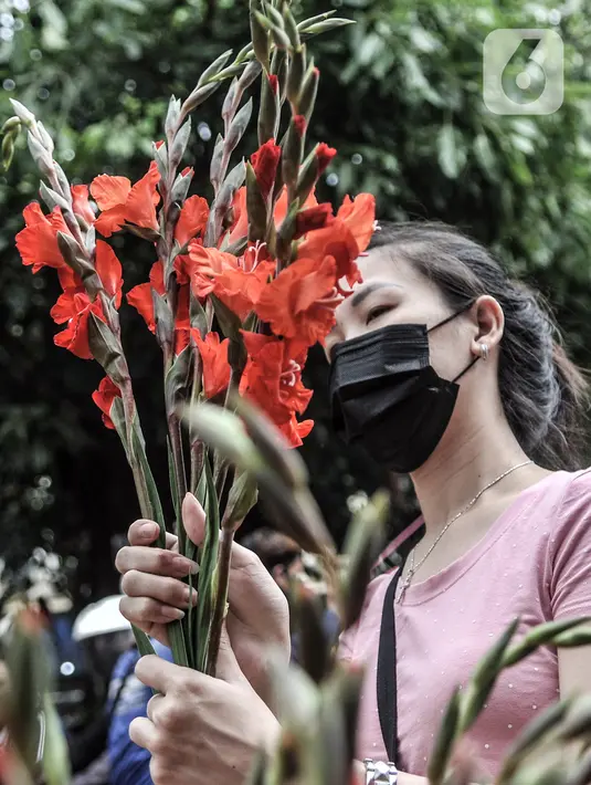 Warga keturunan Tionghoa membeli bunga hias di Pasar Petak Sembilan, Jakarta, Kamis (11/2/2021). Membeli bunga hias merupakan salah satu tradisi warga keturunan Tionghoa dalam perayaan Tahun Baru Imlek. (merdeka.com/Iqbal S. Nugroho)
