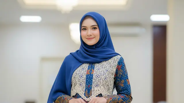 Model Gamis Batik Mix Tile Brokat Tanpa Berlebihan