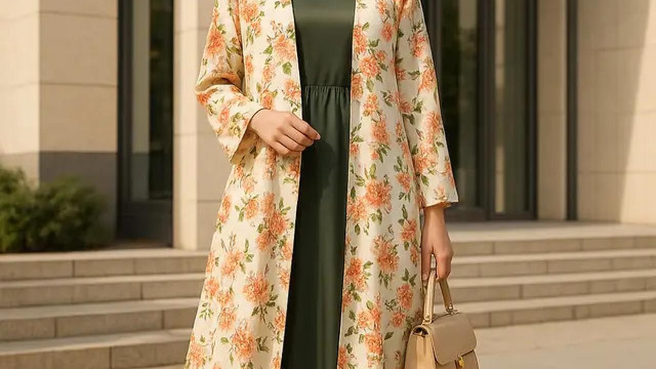 7 Model Gamis dengan Outer Motif Bunga