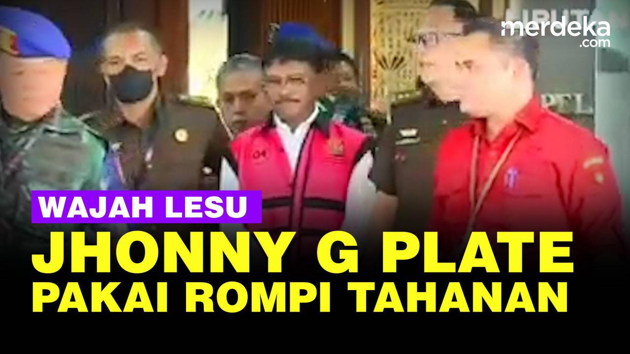 VIDEO: Wajah Lesu Johnny G Plate, Tangan Diborgol Pakai Rompi Tahanan